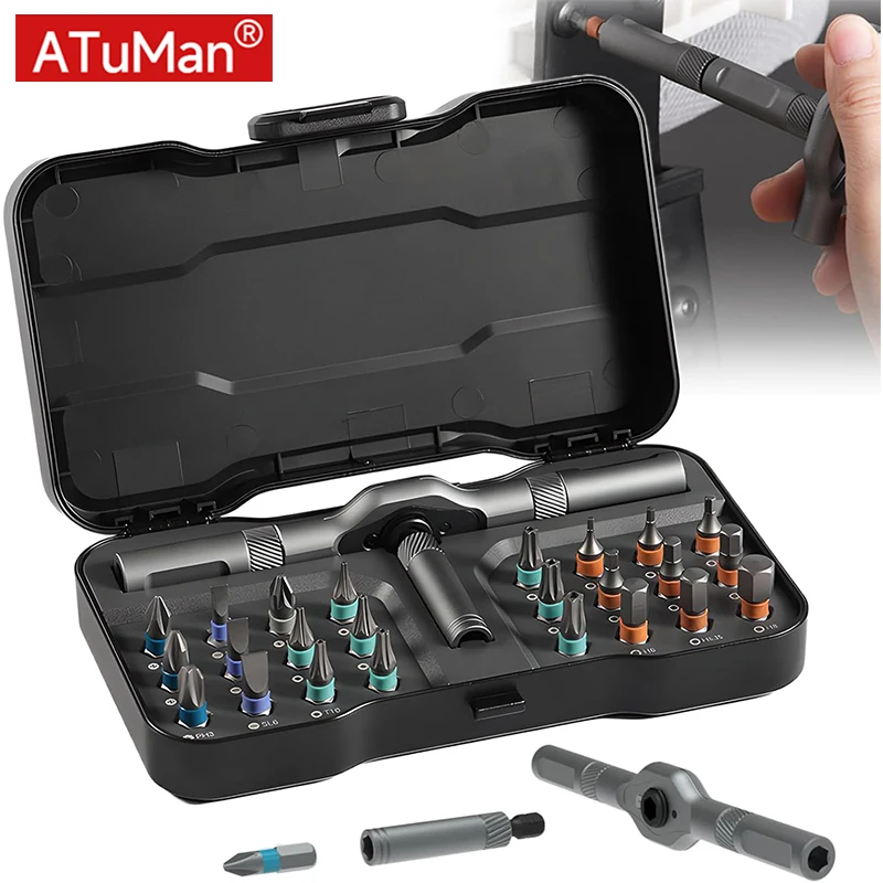 DUKA Atuman RS1 Ratchet Screwdriver Set 24 in 1 Precision Screwdriver Bit with Detachable Handle for Watch Computer Electronics