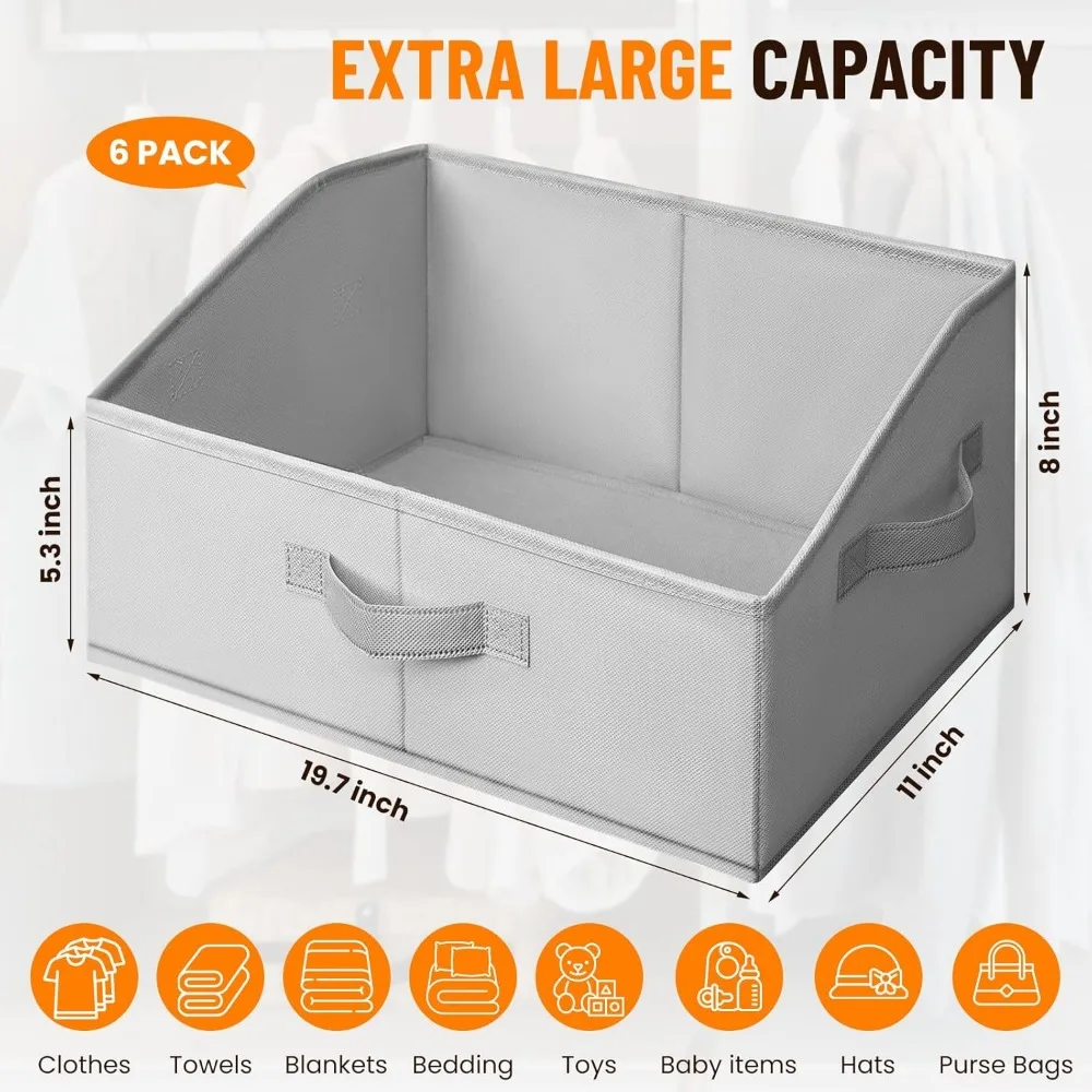 Confezione da 6 contenitori organizer per armadio extra large: cestini per coperte per riporre la casa e organizzare l'abbigliamento