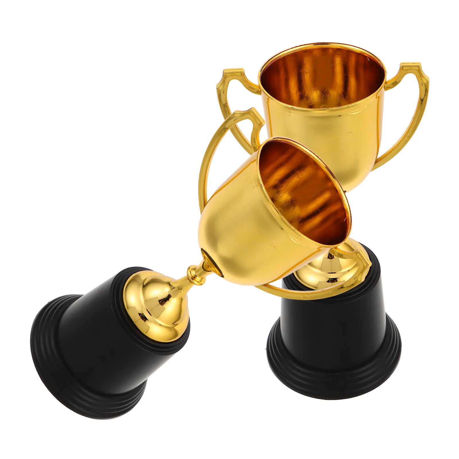 

2Pcs Plastic Trophy Award Cup Round Base Gold Mini Award Trophies Sports Party Favors Academic Competition Prizes
