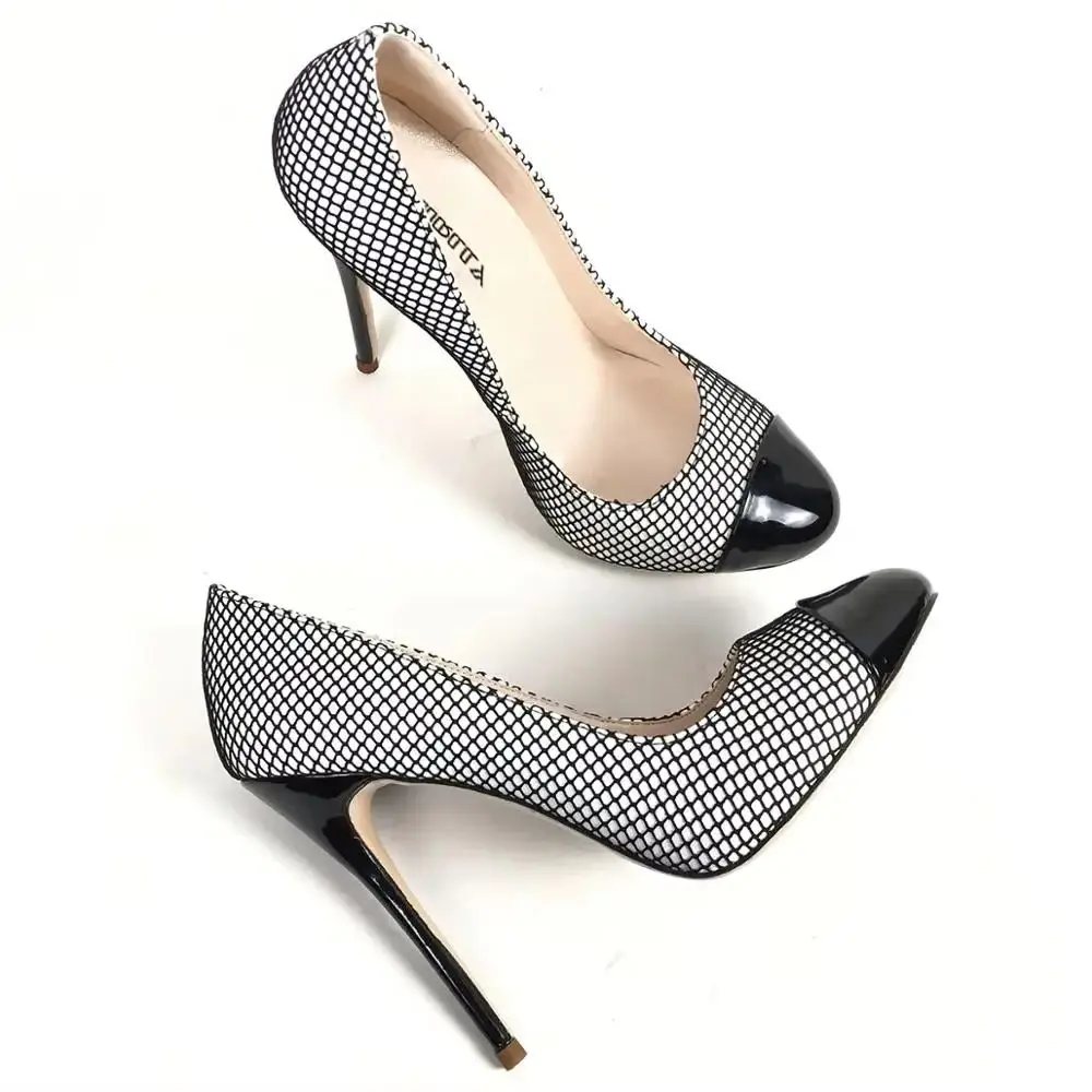 

Модные женские туфли-лодочки на высоком каблуке с круглым носком, черные сетчатые пикантные женские вечерние модельные туфли на шпильке, удобные Footewar
