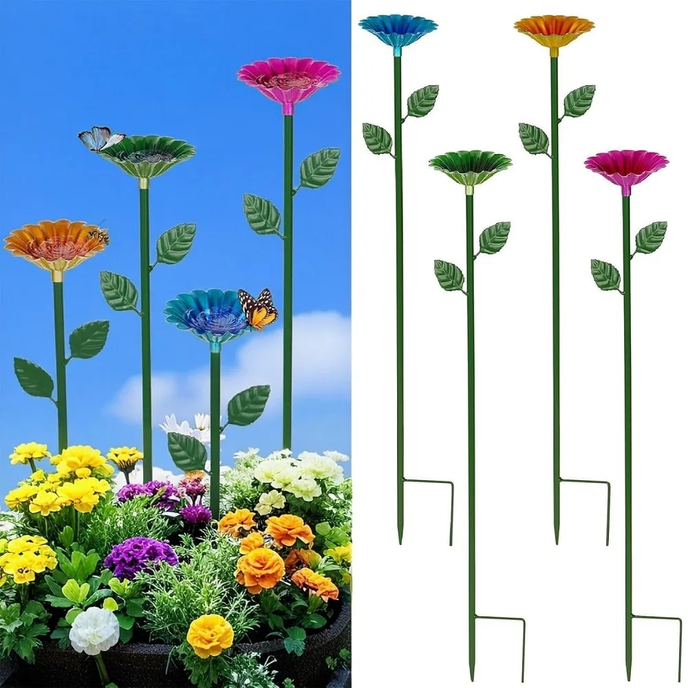 

4PCS Bee Watering Station Metal Bee Water Feeder Multi-function Butterfly Bath Bowl Standing Bee Feeder For Garden Yard Decor