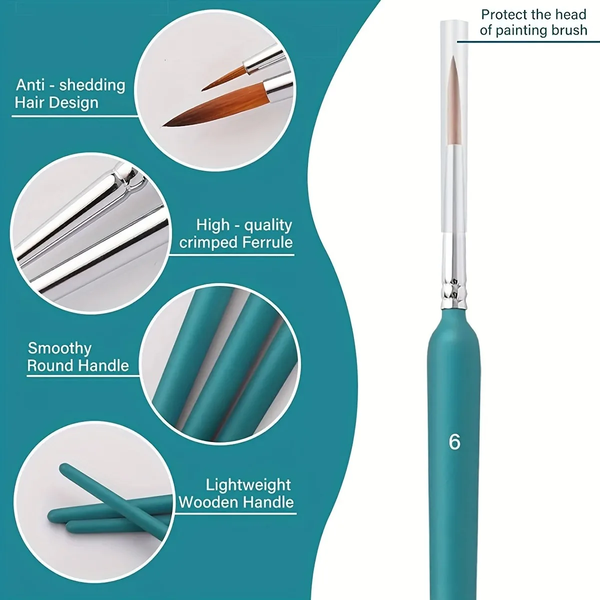 Ensemble de pinceaux à peinture Premium avec tige triangulaire en bois naturel, pour aquarelle, dessin artisanal à l'huile, 11 pièces