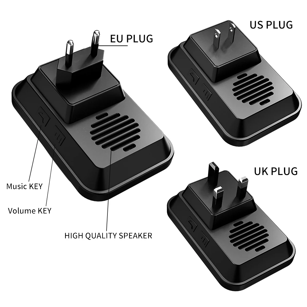 CACAZI Intelligente Draadloze Self-powered Deurbel Waterdicht Geen Batterij Nodig Knop 150M Remote US EU UK AU Plug ring Bell