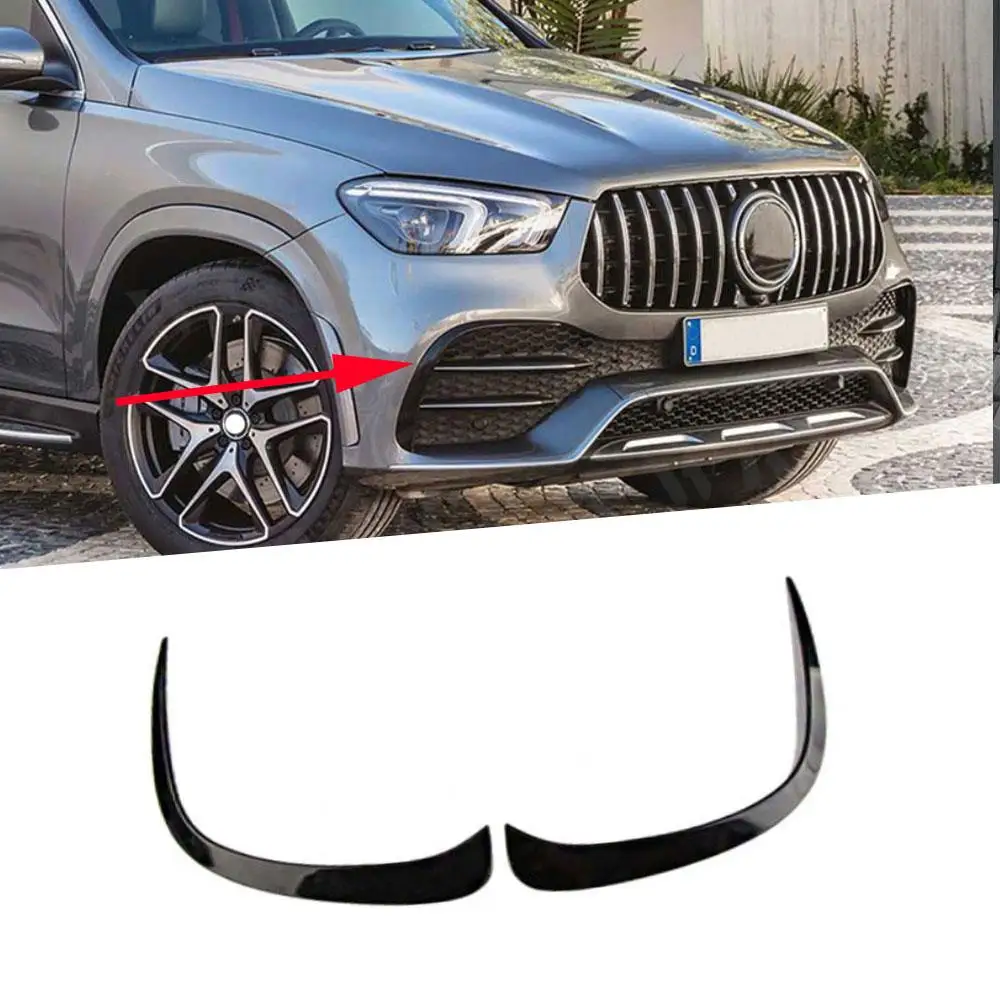 

2pcs Front Bumper Fog Lamp Fins Vent Trims Decoration Car Bumper Canards for Benz GLE Class W167 350 450 53 AMG Sport SUV 2020+