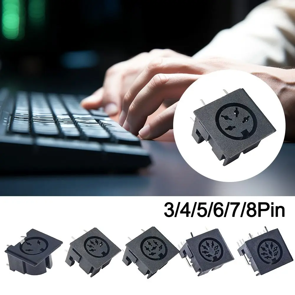 3 4 5 6 7 8 Pin DIN Female Socket Connector 4 5 6 8 Poles 4P/5P/6P/7P/8P PCB Panel Mount Keyboard and Mouse Socket Keyboard Plug