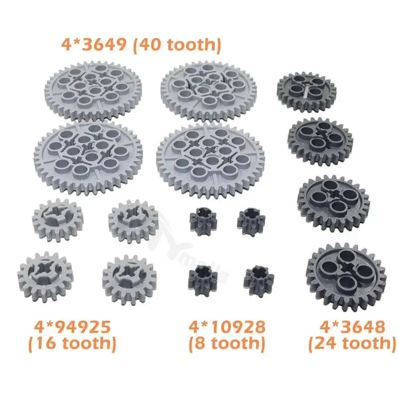 100pcs Technical Gear Set Link Chain Bricks Gears Set Parts 3711 14696 10928 94925 3648 3649 for MOC Building Blocks Train Toys