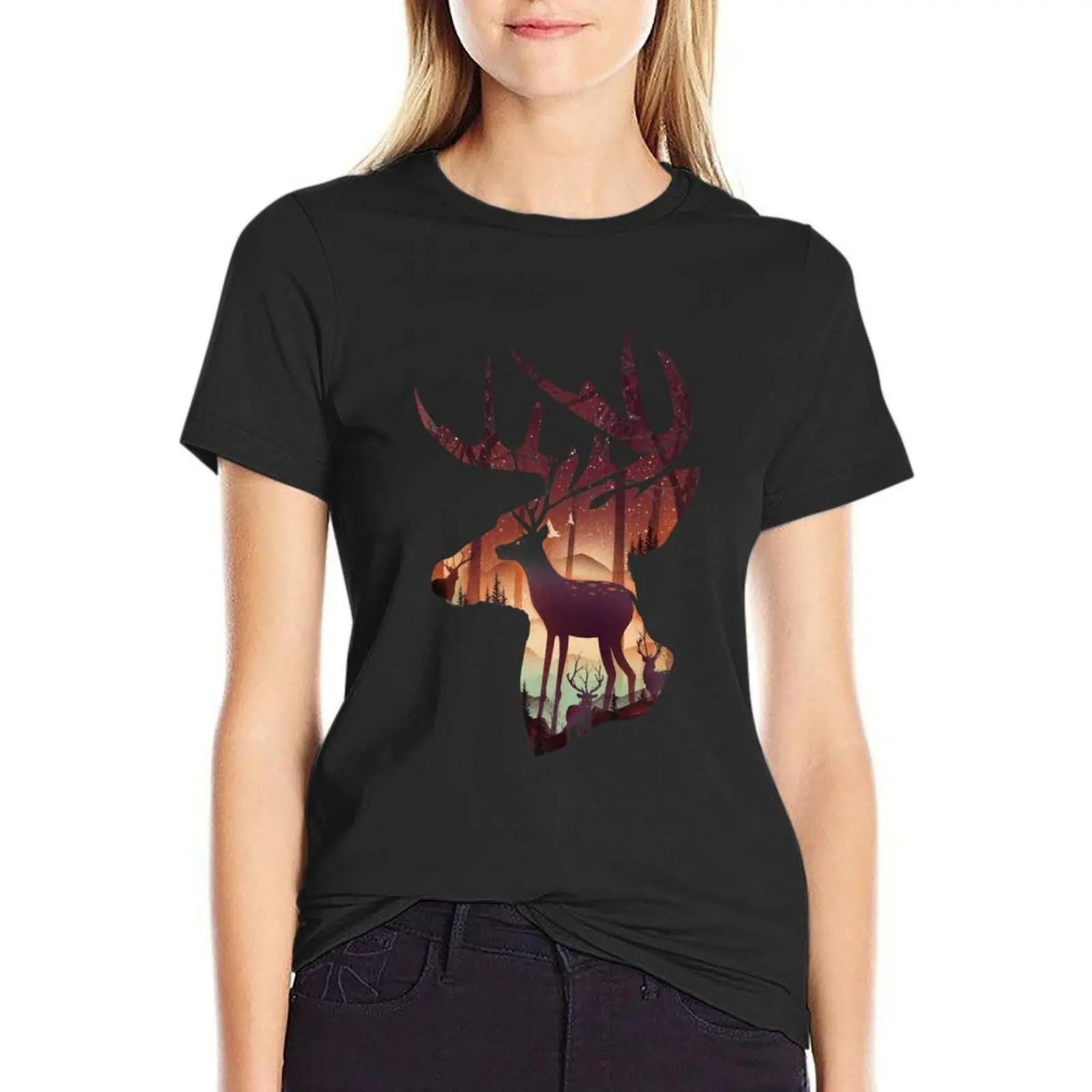 Mystical Deer T-Shirt cute tops summer top t shirts for Women