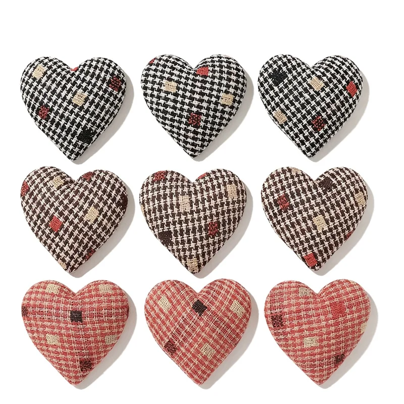 Wholesale 50pcs/lot pattern print fabric decoration handmade cartoon hearts shape cabochon diy jewelry garment hair accessory