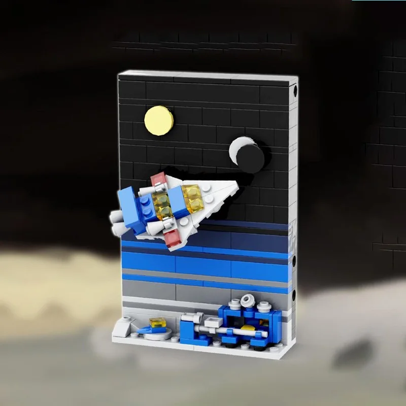 MOC Building Blocks Set, Creative Postcard-Style Spaceship Model Kit, DIY Assembly Toy for Adults & Kids, Unique Holiday Birthda