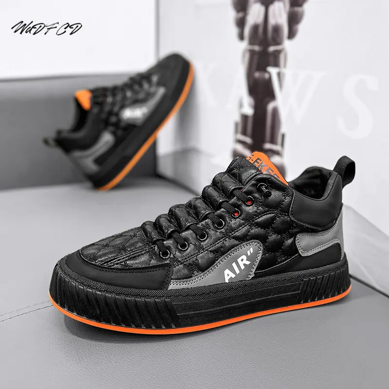 Sneakers Casual Men Winter Plush Board Shoes Fashion Microfiber Leather Upper Height Increased Flat Platform Running Shoes