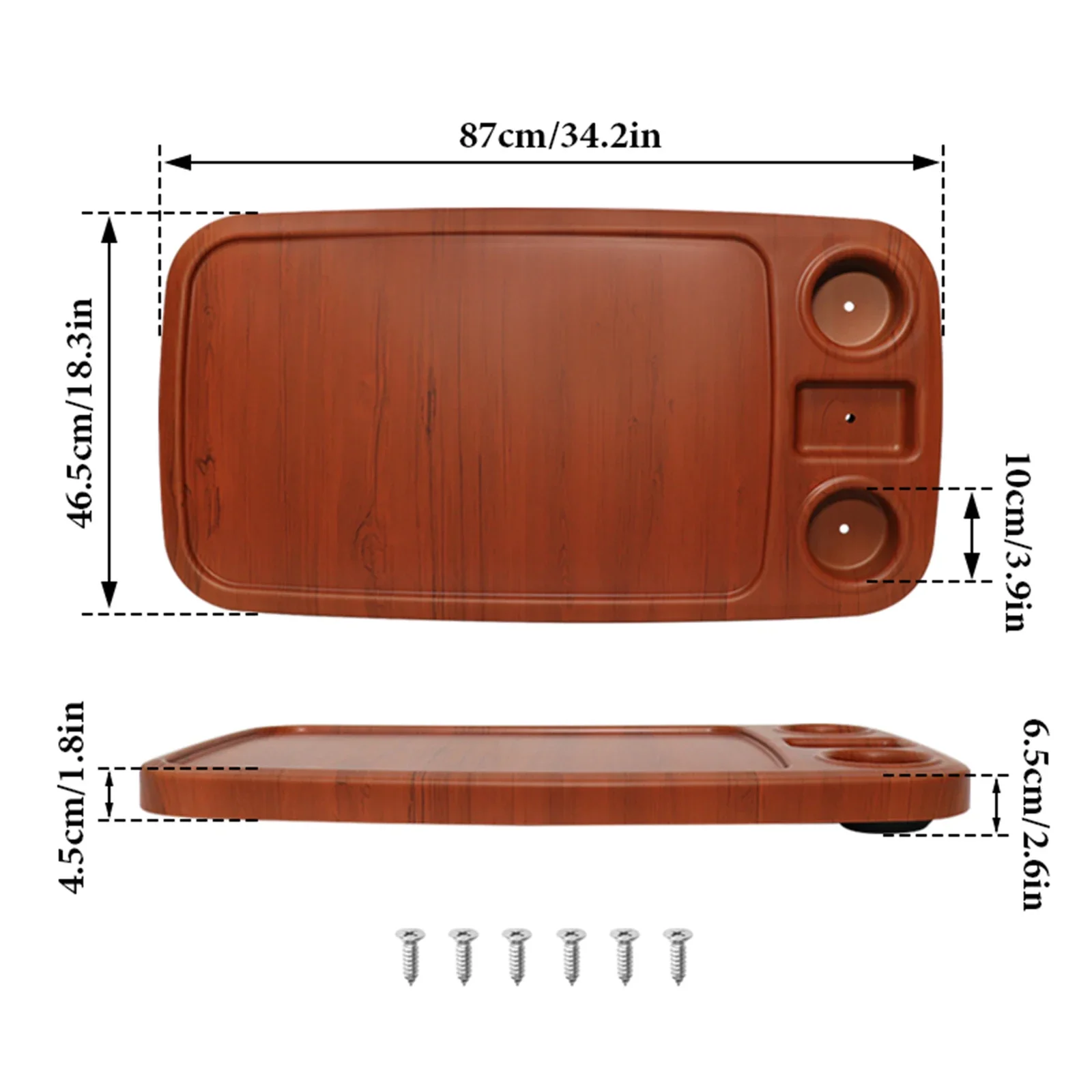 Rectangular Boat Table, 34.2 X 18.2 Inches, with Wood Grain Finish, Abs Marine , Suitable for Pontoon Boat, Yacht, and RV