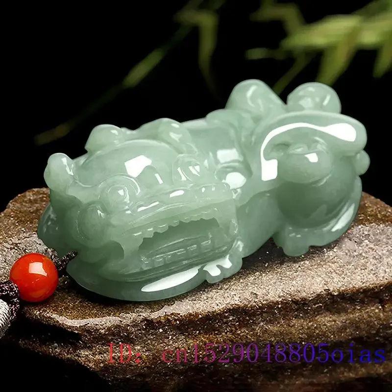 Imagem -05 - Jade da Birmânia Pixiu Pingente de Esmeralda dos Homens Esculpida Colar de Presente da Jóia Colares Designer de Moda Verde Jadeite Natural Talismãs