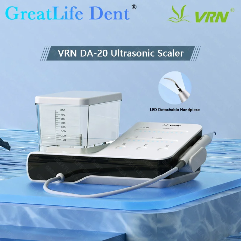 GreatLife Dent VRN DA-20 Dental Ultrasonic Scaler Machine  Wireless Pedal Dental Scaler Device 10pcs LED Handpiece Tips