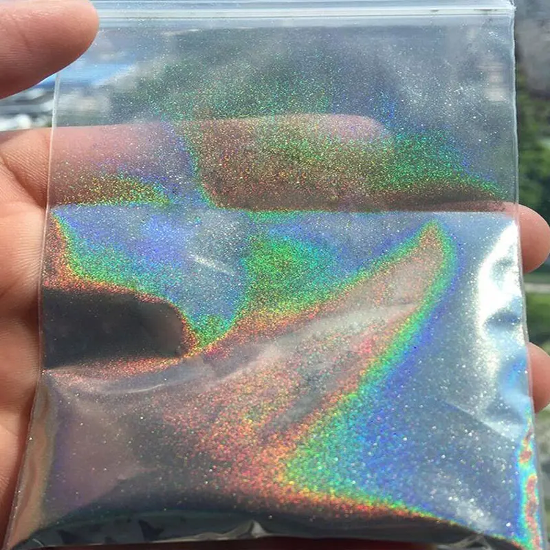 10g (0.2mm 1/128) Holographic Nail Powder Chrome Laser Magic Mirror Glitter Rub Dust Shinning Holo Ultra Fine Glitter Powder