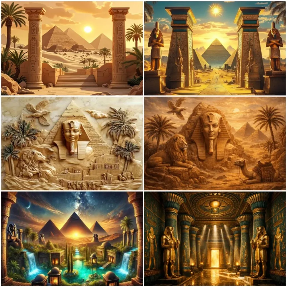 Egyptian Pyramid Desert Sphinx Theme Banner Decoration Background, Birthday Party, Home Decoration Photography Background Cloth