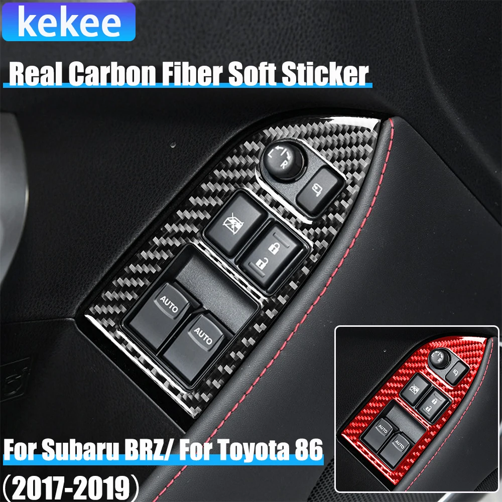 

Автомобильные аксессуары из настоящего углеродного волокна, декоративная крышка управления подъемом окна, мягкая наклейка для Subaru BRZ Toyota 86 GT86 2017 2018 2019