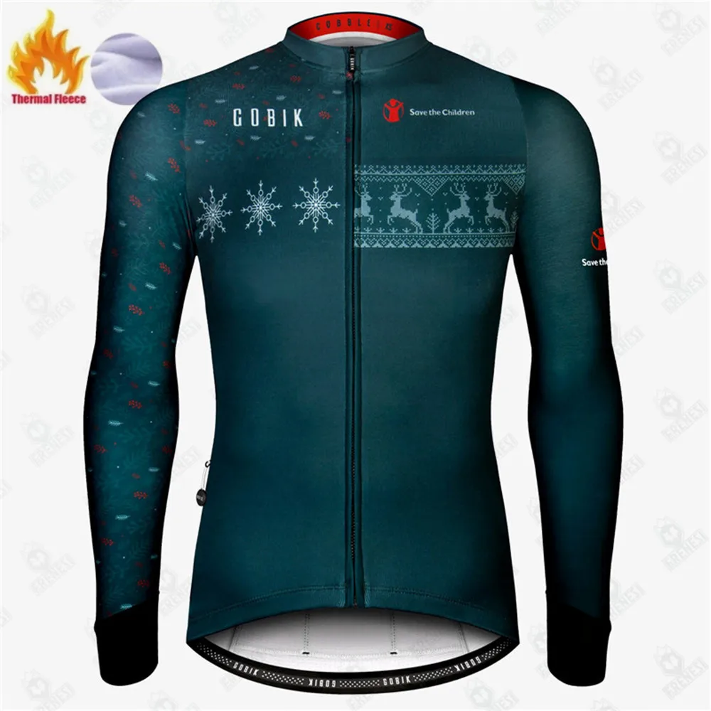 Cobik-Winter Wool Jacket for Men, Cycling Wear, Cycle Clothes, Thermal Fleece, Long Sleeve Shirt, Mountain Bike Clothing