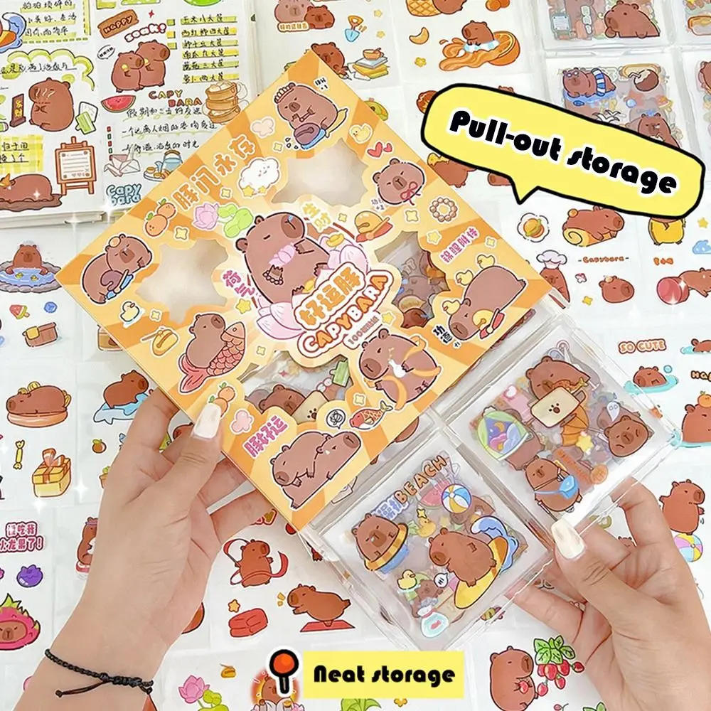 PET Capybara Sticker Cartoon Material Scrapbooking Capybara Handbook Stickers Stationery Cartoon Decorative Stickers