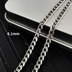 New TA1 Pure Titanium Necklace Grinding Six Sides 4.1mm Anti Allergic Clavicle Chain Trendy Hip Hop Men's Women's Necklaces