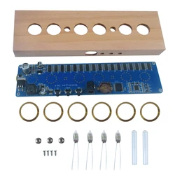 IN14 świecący zestaw montażowy zegarowy DC12V 1A bukowa powłoka z drewna IN14 Nixie Tube cyfrowy zegar LED elektroniczny zestaw do majsterkowania do eksperymentów