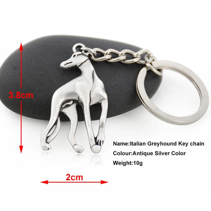 New Italian Greyhound Grey Hound Keychain Men Vintage Cute Whippet Dog Key Chains Keyring Bag Charm Women Child Jewelry Gift