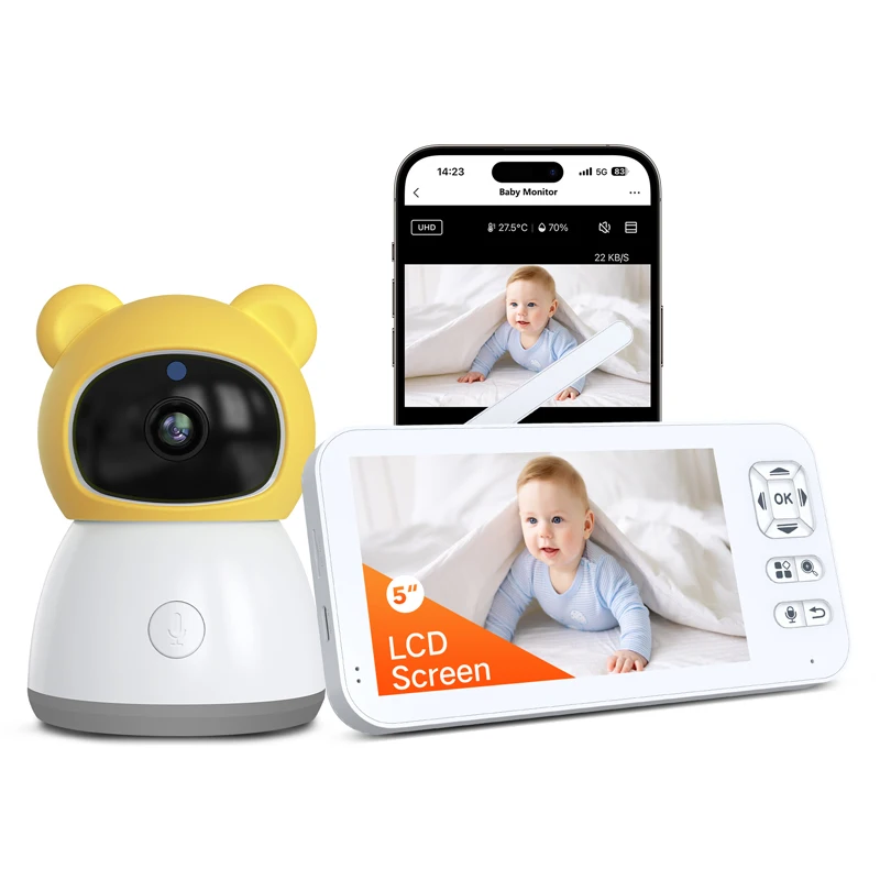 Tuya Smart 720P 2.4G Wireless WiFi Baby Monitor Camera Feeding Reminder Temperature Cry Detection Audio Video Monitor Camera