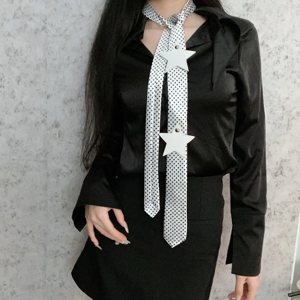 

Niche Design Elegant Leopard Print Scarf Spicy Girl Star Polka Dot Waist Belt Stylish Chic Long Vintage Scarf Daily Wear