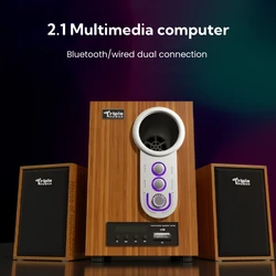 Houten Usb Audio Multimedia Laptop Stereo 2.1 Speaker Pc Accessoires Bluetooth Geluid Computer Speakers Voor Desktop Pc/Tv Tablet