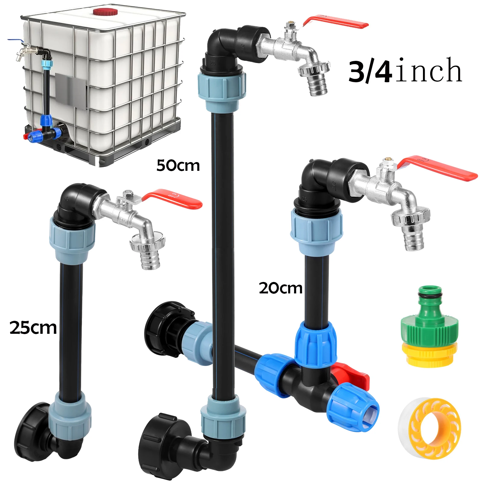 

Резервуар IBC на гибкой шее с выходом 3/4 дюйма. Выпускной кран для дождевой бочки. Аксессуары для бака IBC. Цинковый сплав для резервуара для дождевой воды 1000 л.