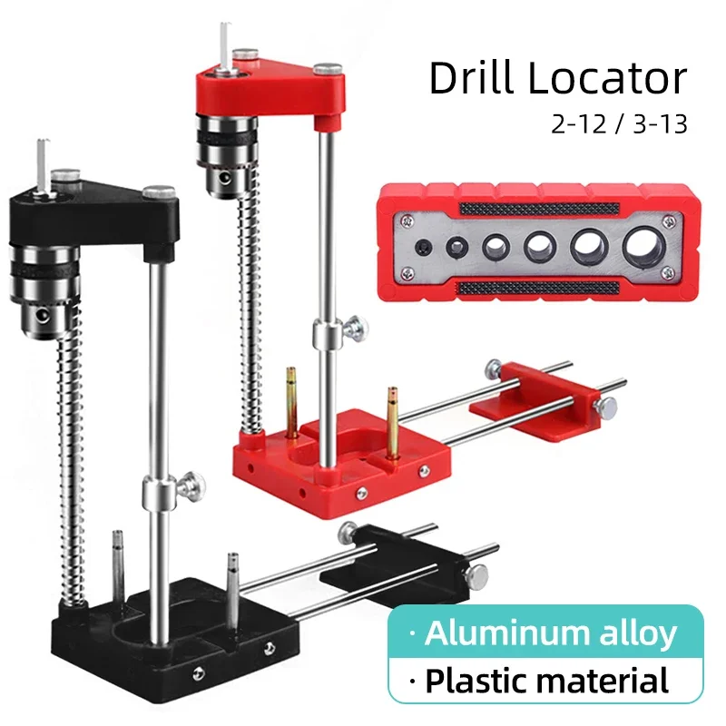 Woodworking Drill Locator Drilling Jig Punch Locator Holder Drill Guide Fixture with Scale Precise Positioner Woodworking Tool