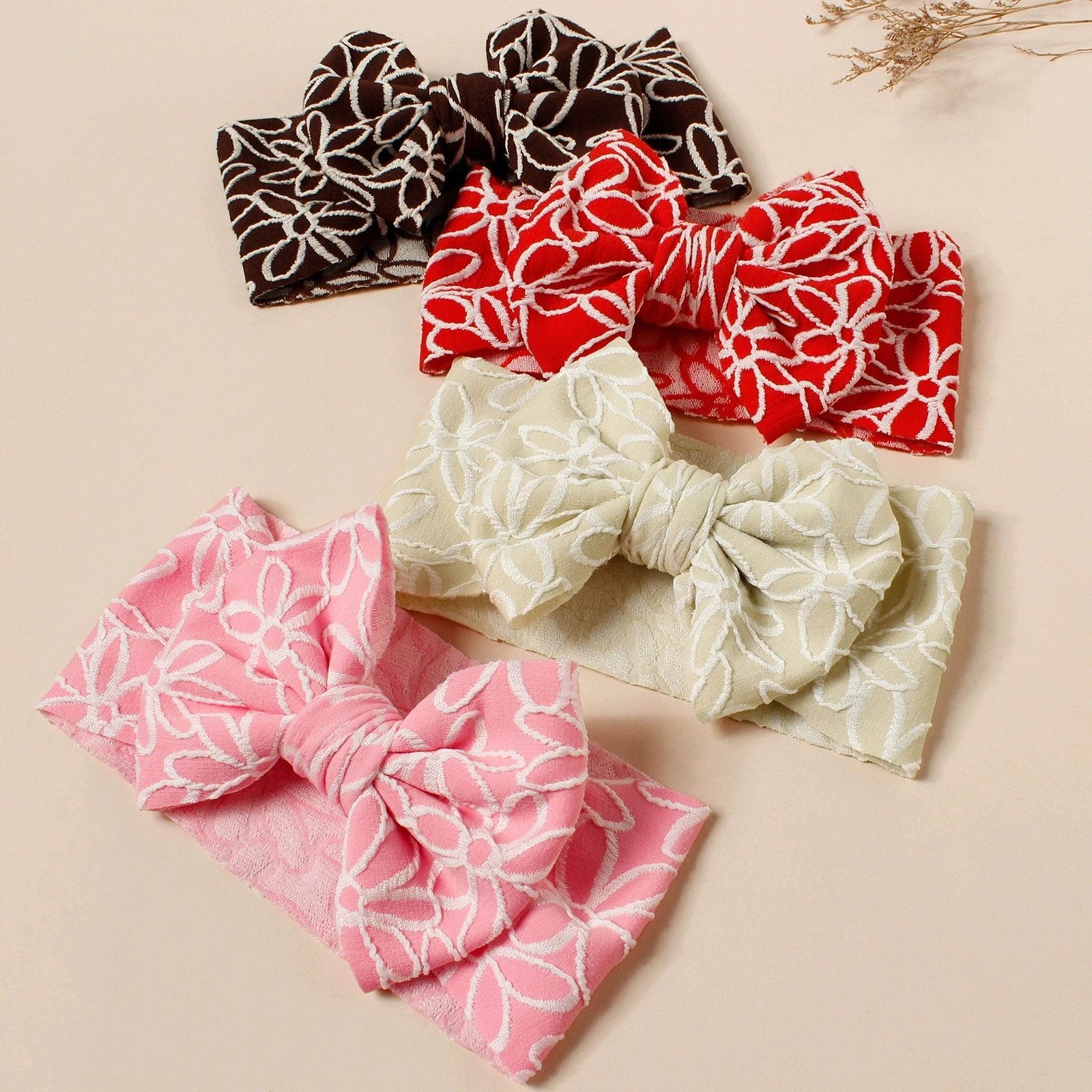

Girls Bowknot Turban Baby Headbands Elastic Hair Bands for Children Floral Print Hairband Hair Accessories Newborn Wide Turban