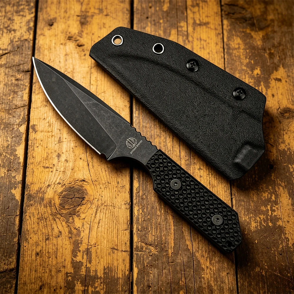

SA-L Fixed Blade Knife 8Cr13Mov Steel Blade with G10 Handle, Multifunctional Outdoor EDC Survival Knife for Camping Hiking