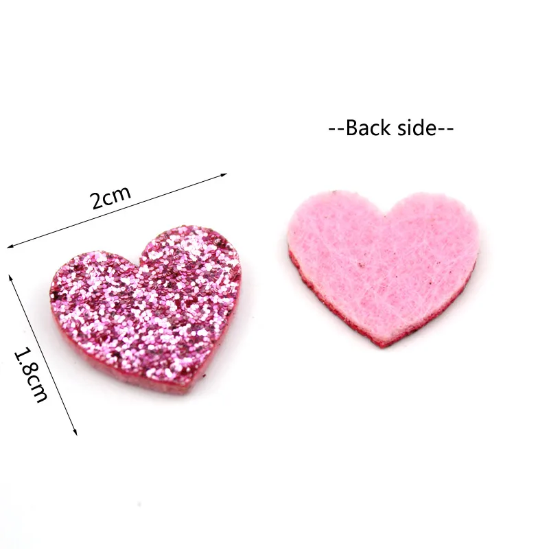 70 szt. 1.8*2cm błyszczące serduszka błyszczące aplikacje filcowe DIY nakrycie głowy Baby BB Clip akcesoria dekoracyjne — zdjęcie 3