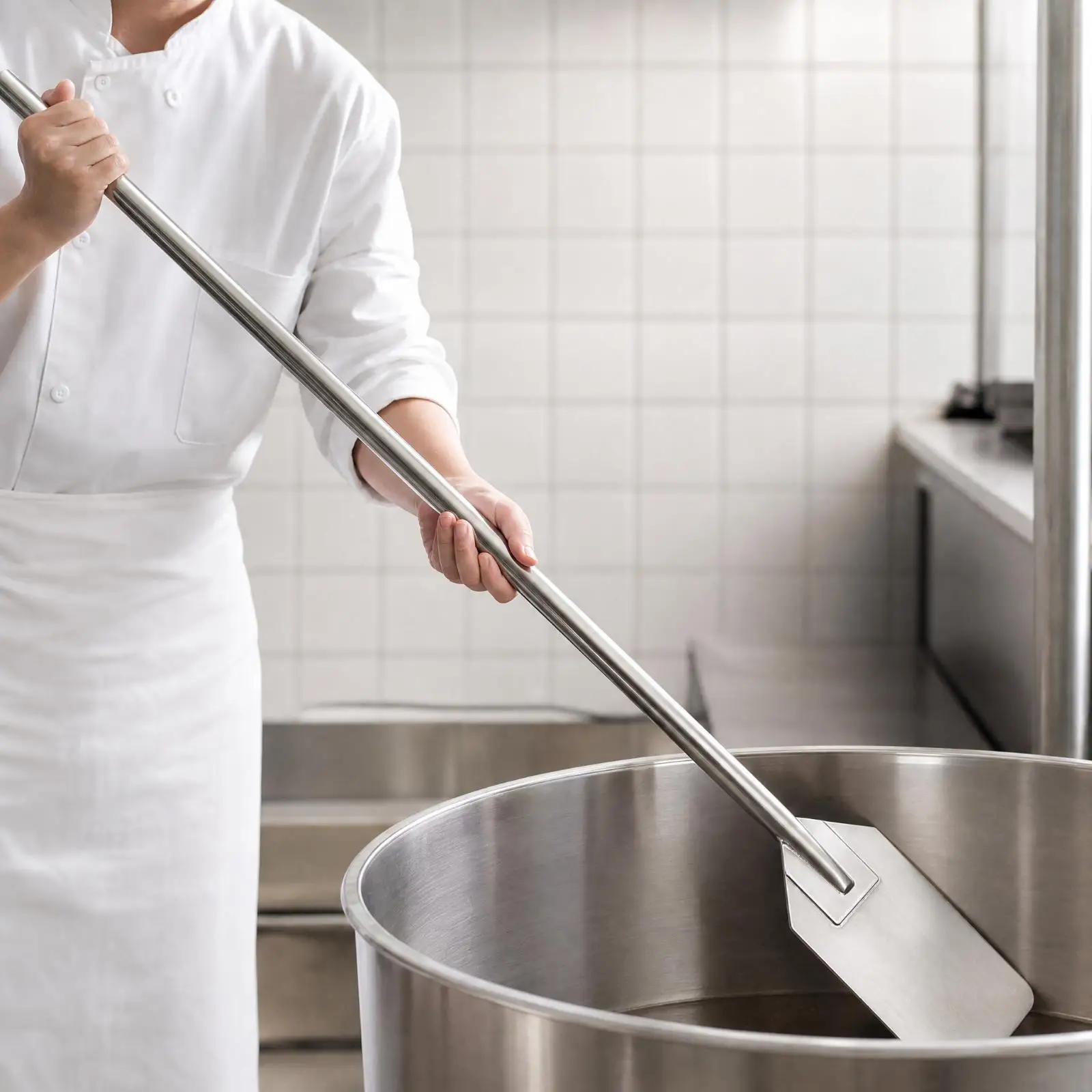 Thickened Stainless Steel Kitchen Spatula Mixing Utensil Square Ended Long Handle for Commercial Kitchen Heavy Duty Stirring