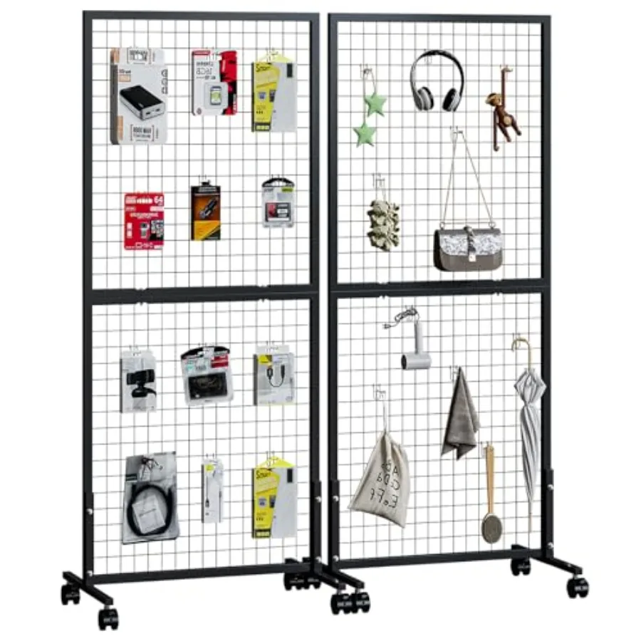 

2 шт. 3 x 6 дюймов сетчатые настенные панели, металлическая сетчатая витрина с Т-образными колесами, сверхмощные мобильные отдельно стоящие стеллажи