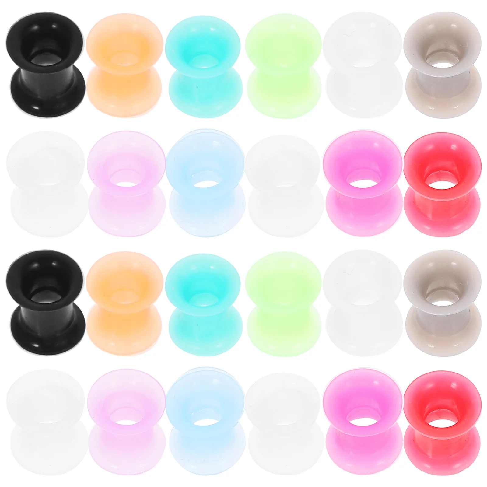 

24Pcs Silicone Ear Expander Tunnels Plugs Mixed Color High Quality Comfortable Daily Wear Party Flesh Tunnels Ear Stretchers