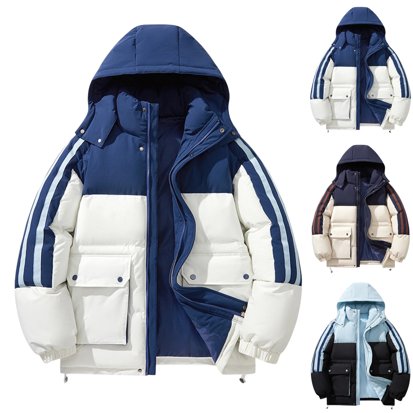 

Хлопковая куртка с большим карманом и капюшоном, свободный и теплый уличный пуховик, зимний уличный теплый пуховик