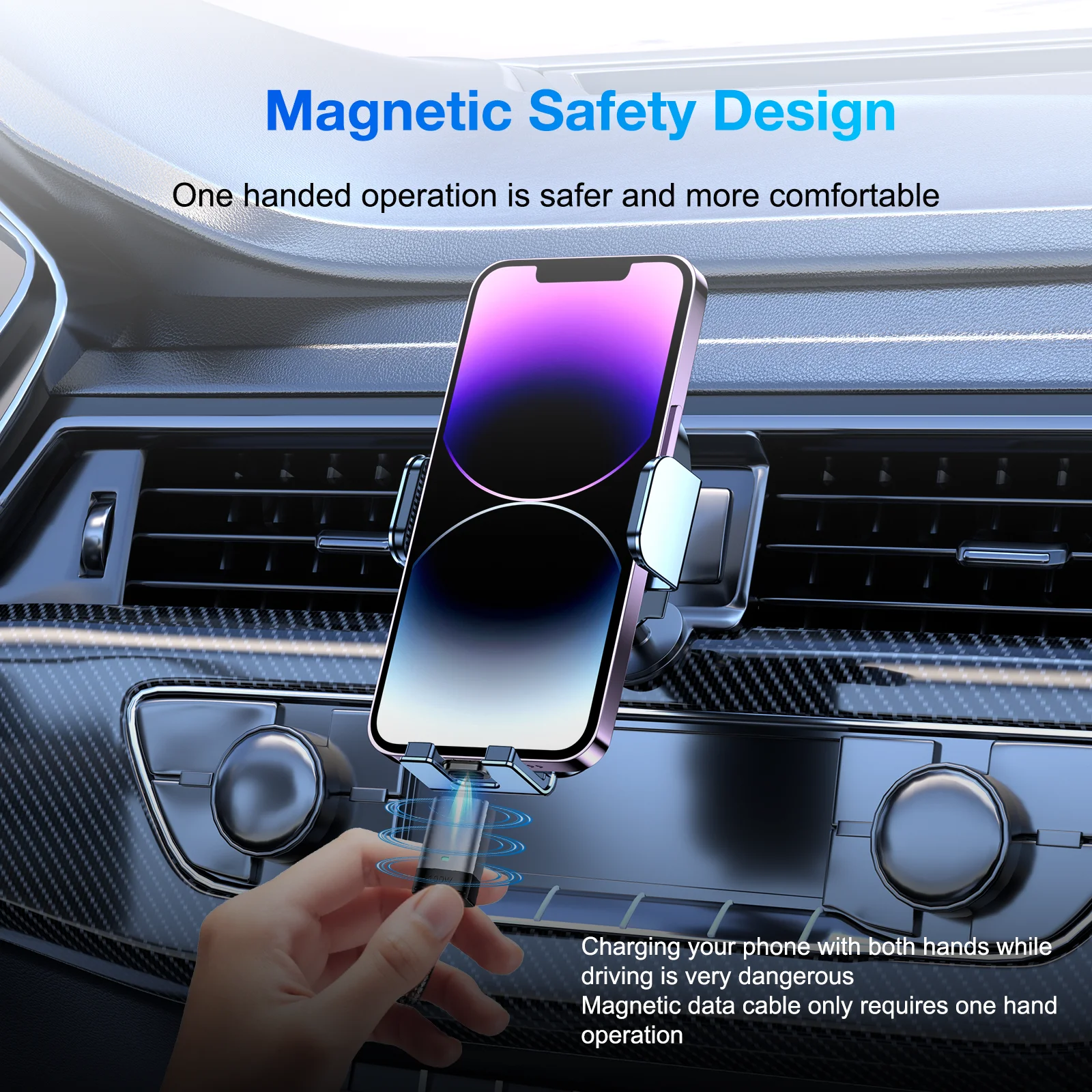 Fathzero 3in1 Magnetic Suction QC4.0 Fast Charging Cable 5A/20V 100W PD USB Type-C Lightning Micro General Conversion Data Cable