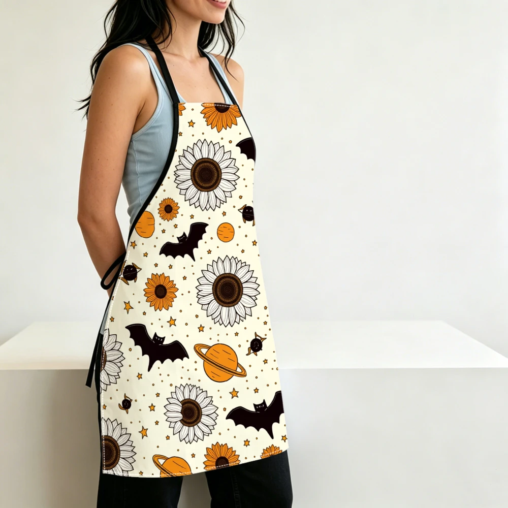 Sunflowers Bats Planets Stars Kitchen Apron Cooking Apron Baking Accessories For Men Women