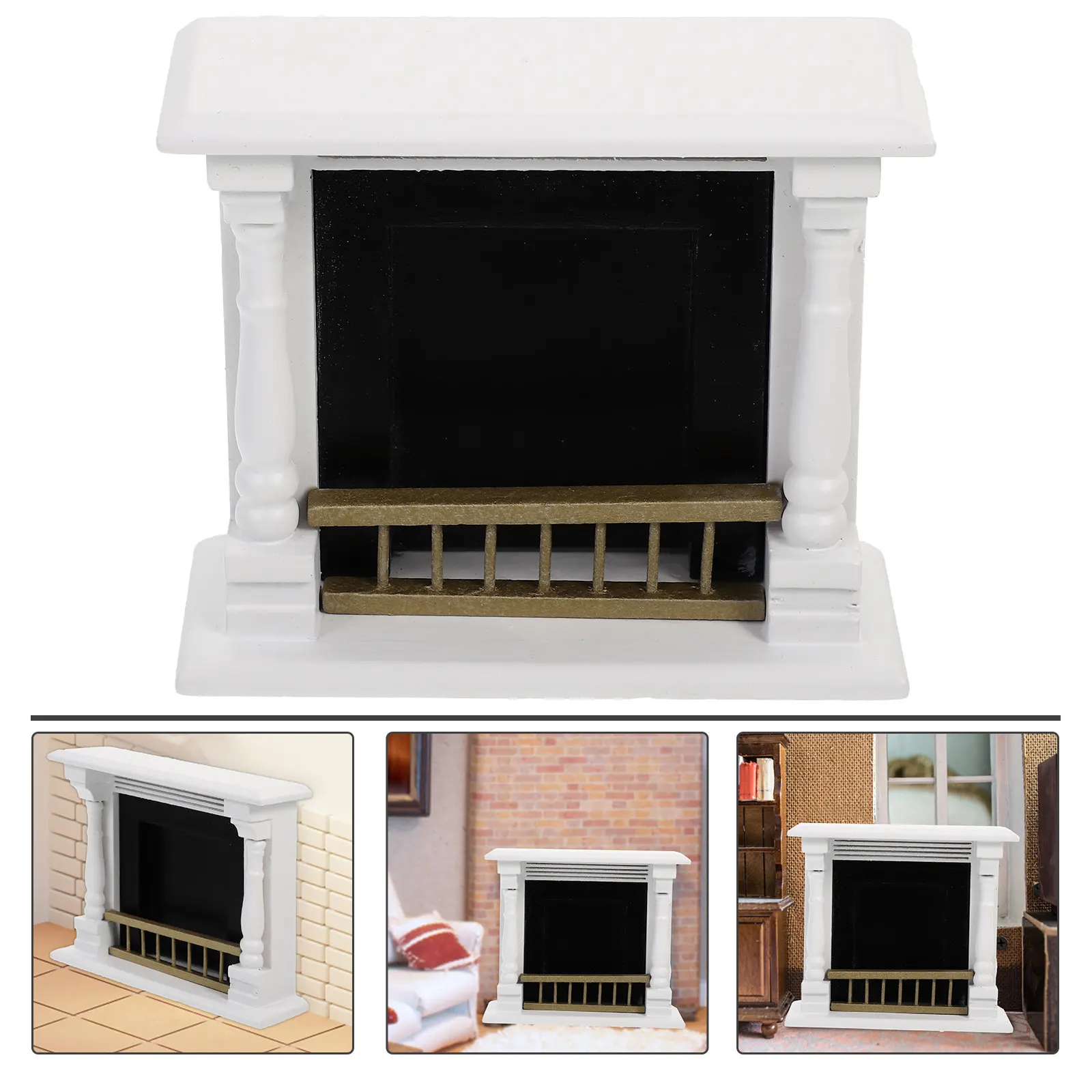 

Mini House Wood Fireplace Small Detailed Miniature Furniture Ornament for Tiny House Decoration DIY Craft Supplies