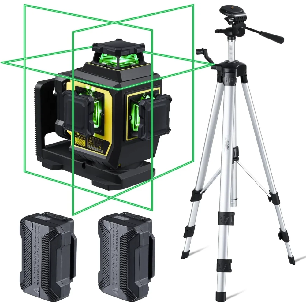 Firecore Laser Level 360 Self Leveling with Tripod, 3 X 360 Green Beam Cross Line Laser Level for Construction, 3 Gear Brightnes