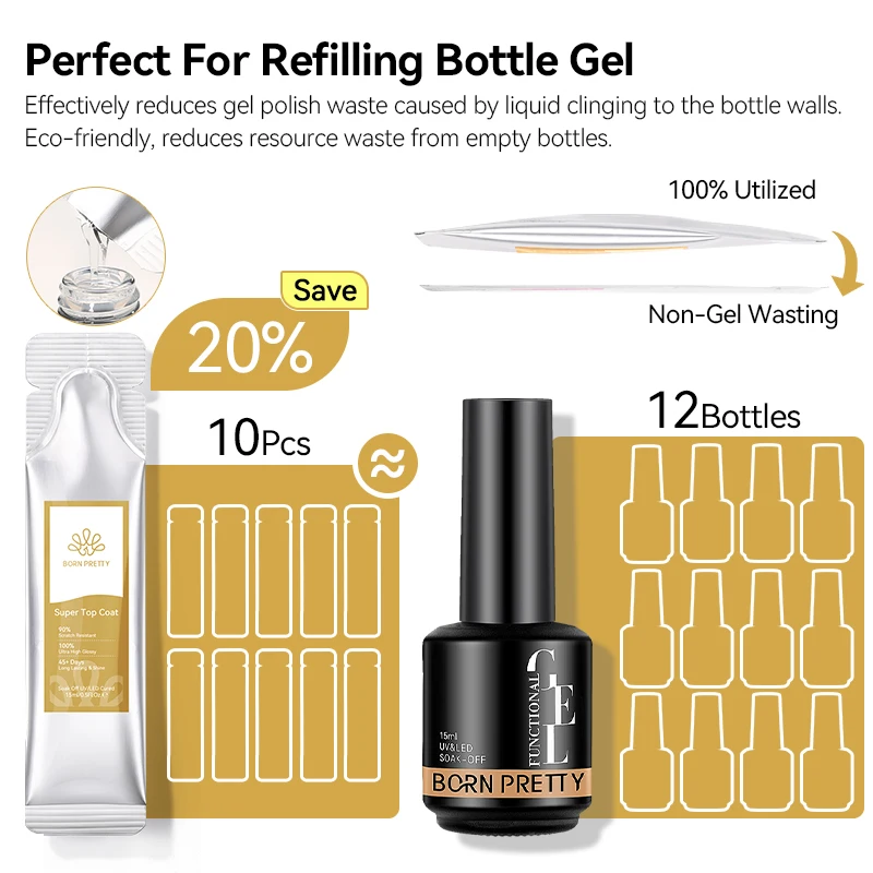 ولد جميلة 1/3/5 قطعة 15 جرام سوبر معطف فوقي عبوة عبوة لزجاجة هلام طويلة الأمد إعادة تعبئة تجديد جل البولندية لوازم #6