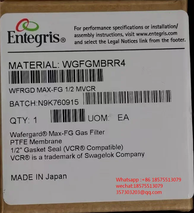 

For Entegris WGFGMBRR4 WGFGT1PR1 Filter 1/2 MVCR 1 Piece