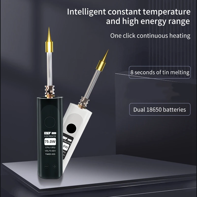 Portable 75W Wireless Soldering Iron Voltage Regulating Fast Heating LCD Display Soldering Charging Model 2500Mah Durable