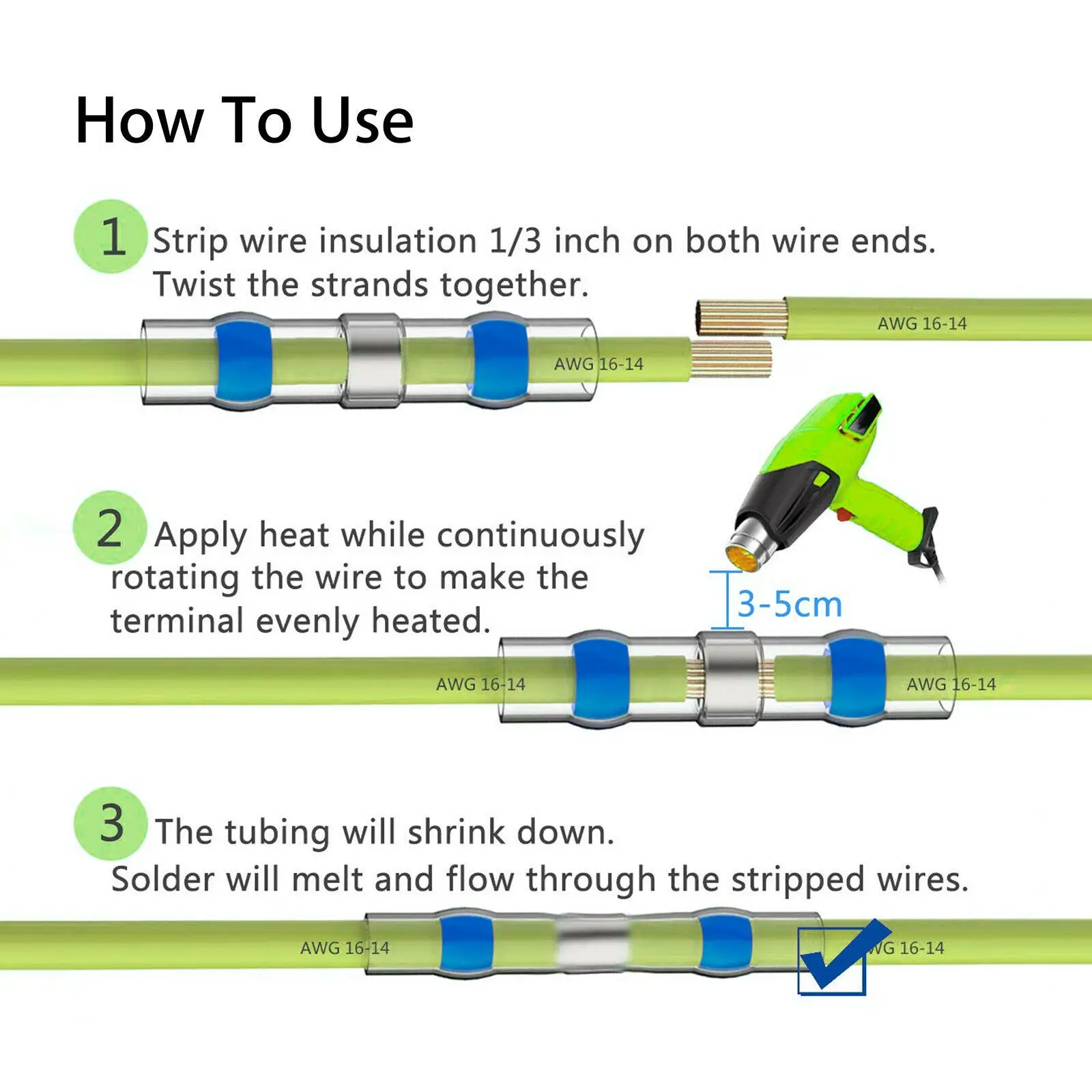 Solder kawat listrik konektor Crimp terminal untuk kabel tahan air kabel listrik Crimper panas menyusut tabung konektor