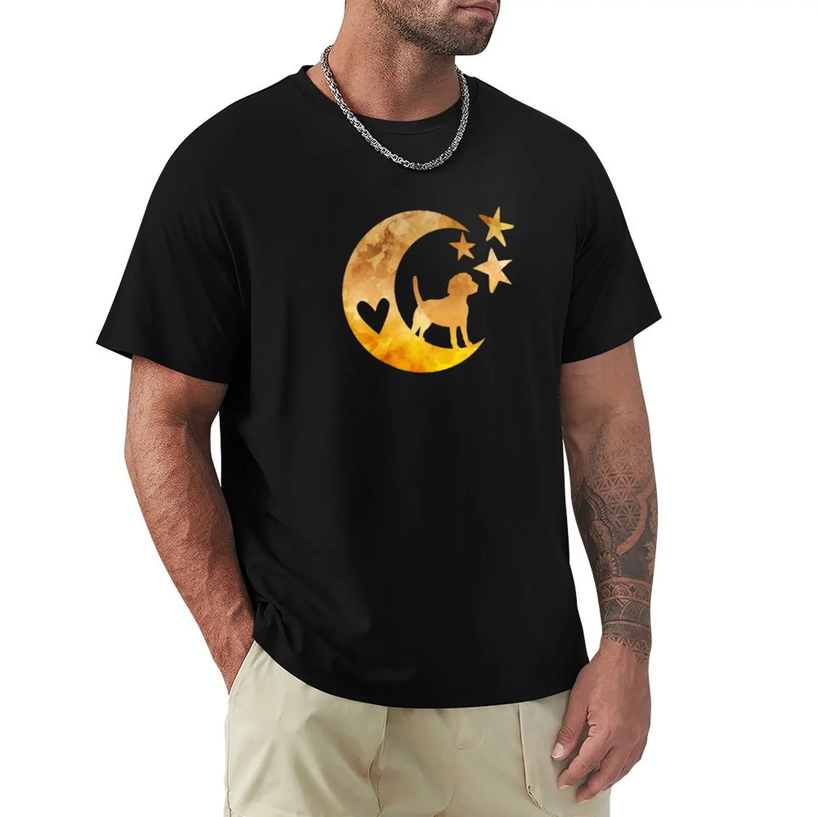 

Beagle Dog Moon Stars Art T-Shirt plus sizes blanks customs summer top plain white t shirts men