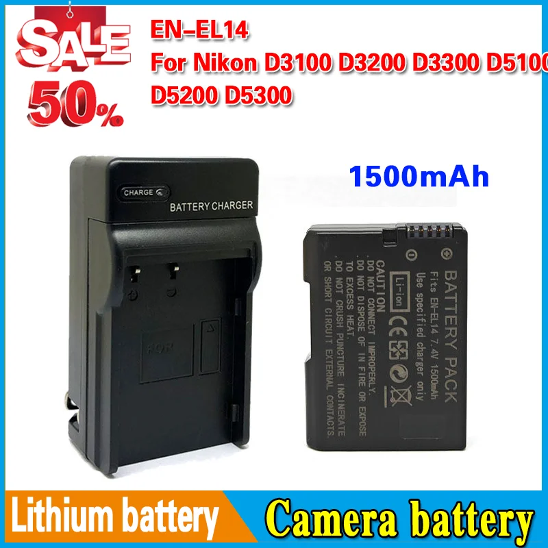 Camera Battery EN-EL14  Battery  for Nikon D3100 D3200 D3300 D5100 D5200 D5300 Charger