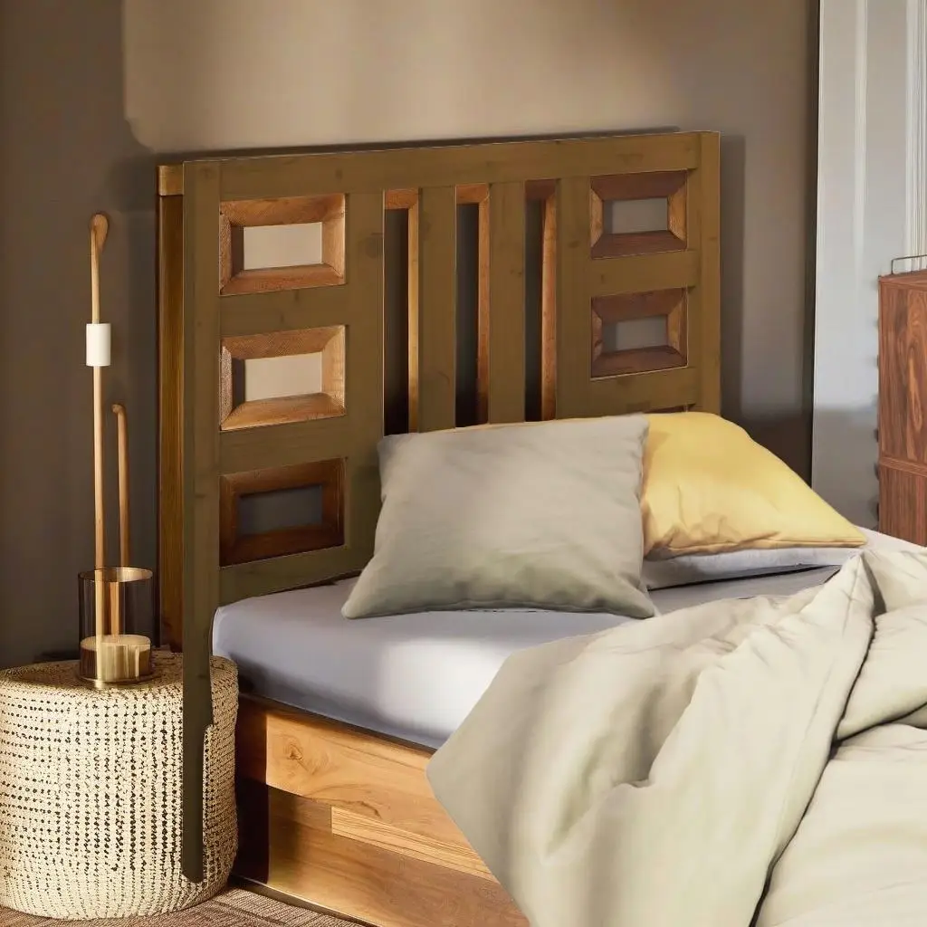 Solid Pine Bed Headboard in Honey Brown - 96x4x100 cm Stylish Design for Modern Bedrooms