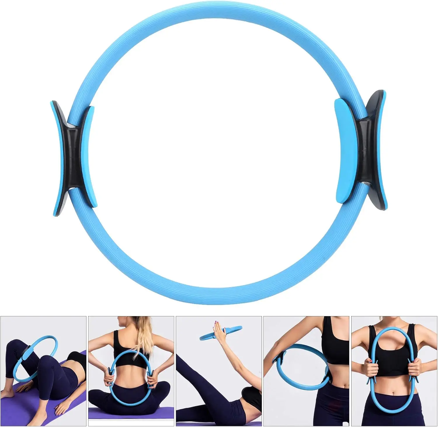 Durable and Lightweight Foam-Padded Resistance Pilates Circle for Highly Effective Body Building. Ultimate Gym Training Yoga Fit