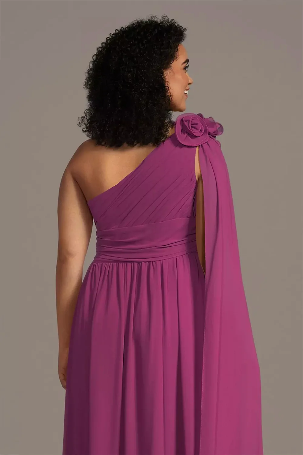 فستان سهرة أنيق بكتف واحد مزين بالزهور فساتين لحضور الحفلات الموسيقية على شكل حرف a من الشيفون مطوي فستان رسمي لحفلات الزفاف وحفلات الكوكتيل حسب الطلب